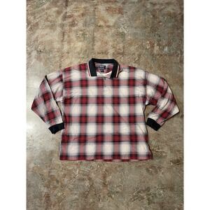 Vintage Specialty Collection Plaid Long Sleeve 3 Button Shirt Sz L *